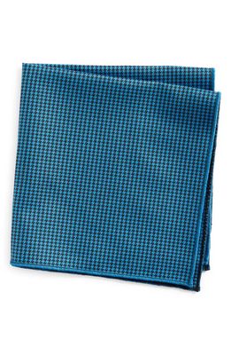 CLIFTON WILSON Houndstooth Cotton Pocket Square in Blue