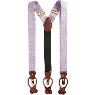 CLIFTON WILSON Lavender Polka Dot Silk Suspenders 