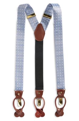 CLIFTON WILSON Light Blue Polka Dot Silk Suspenders 