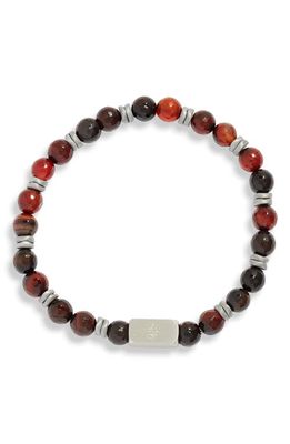 CLIFTON WILSON Men's Dark Red & Black Stone Beaded Bracelet 