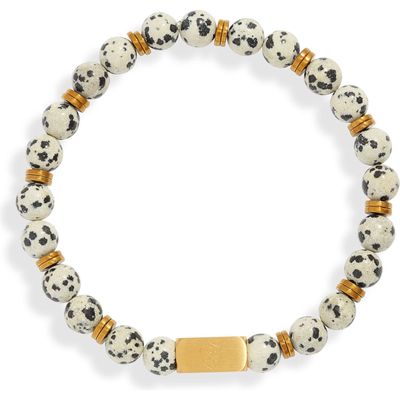 CLIFTON WILSON Men's Speckles Stone Beaded Bracelet in White 