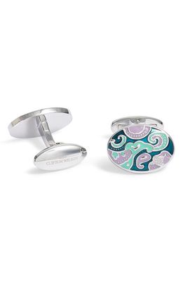 CLIFTON WILSON Oval Paisley Cuff Links in Lavender