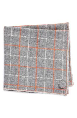 CLIFTON WILSON Plaid Wool Pocket Square in Grey