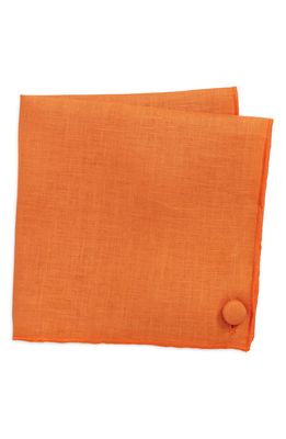 CLIFTON WILSON Pumpkin Linen Pocket Square in Pumpkin Orange