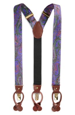 CLIFTON WILSON Purple Paisley Silk Suspenders 