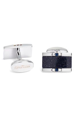 CLIFTON WILSON Rectangle Cuff Links in Blue