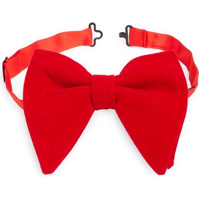 CLIFTON WILSON Red Silk Velvet Bow Tie 