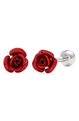 CLIFTON WILSON Rose Bud Cuff Links in Red 