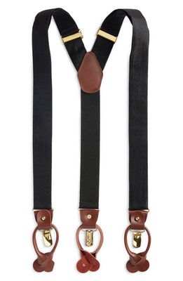 CLIFTON WILSON Silk Suspenders in Black 