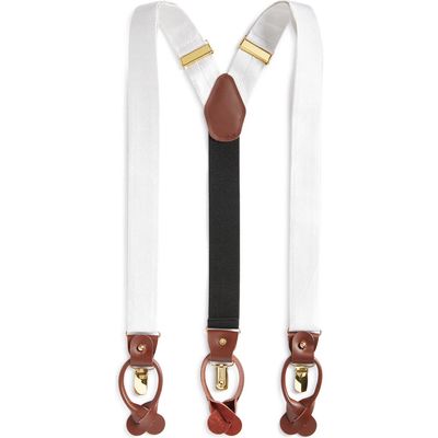 CLIFTON WILSON Silk Suspenders in White 