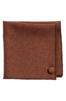 CLIFTON WILSON Solid Brown Wool Pocket Square