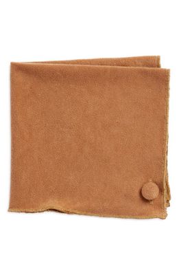 CLIFTON WILSON Solid Sueded Cotton Pocket Square in Tan