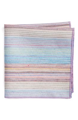 CLIFTON WILSON Stripe Linen Pocket Square in Lavender