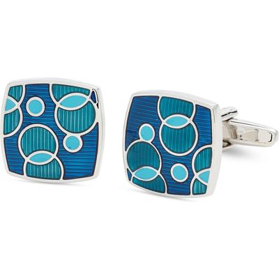 CLIFTON WILSON Teal Circles Cuff Links 