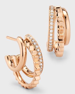 Clive 18K Rose Gold and Diamond Triple Hoop Huggie Earrings