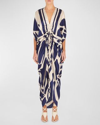 Cloister Abstract-Print Ruched Maxi Dress