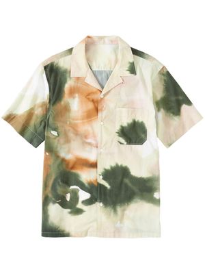 Closed abstract-pattern short-sleeve cotton shirt - Green