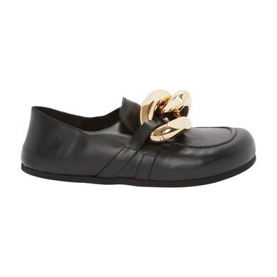 Closed back leather chain loafer