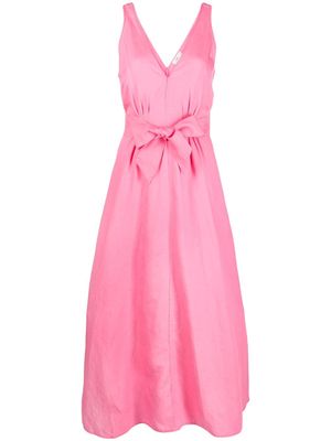 Closed belted-waist sleeveless dress - Pink