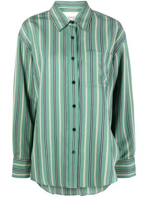 Closed button-down striped shirt - Green