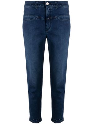 Closed button-fastening denim trousers - Blue