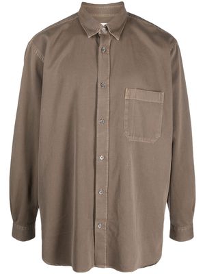 Closed button-up cotton shirt - Brown
