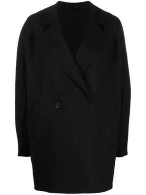 Closed buttoned double-breasted coat - Black