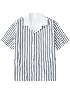 Closed candy-striped organic cotton shirt - Grey