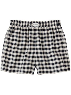 Closed checked cotton boxer shorts - Black