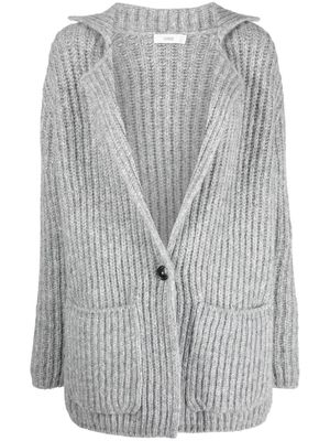 Closed chunky-knit button cardigan - Grey