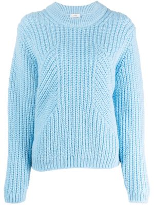 Closed chunky-knit crew neck jumper - Blue