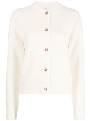 Closed collared wool-cashmere cardigan - White
