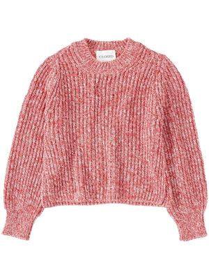 Closed crew-neck chunky-knit jumper - Red