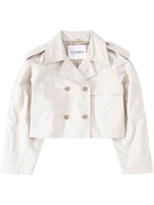 Closed cropped double-breasted trenchcoat - Neutrals