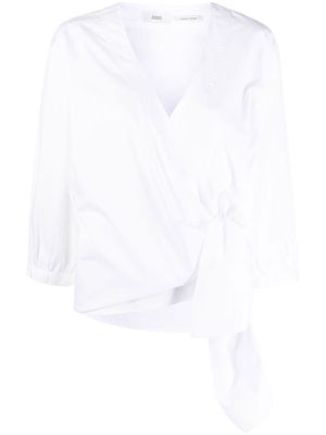 Closed cropped wrap blouse - White