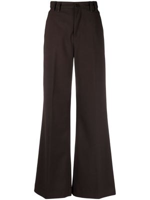 Closed cut out-detail flared trousers - Brown