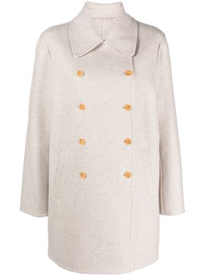 Closed double-breasted button coat - Neutrals