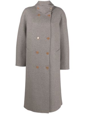 Closed double-breasted wool coat - Brown