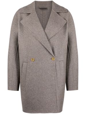 Closed double-breasted wool coat - Grey