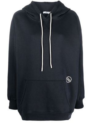 Closed drawstring-hood cotton hoodie - Blue