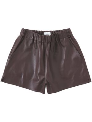 Closed elasticated-waist leather shorts - Brown