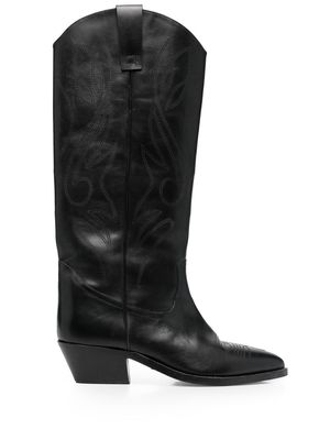 Closed embroidered cowboy boots - Black