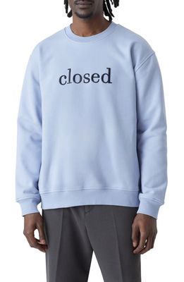 Closed Embroidered Logo Organic Cotton Crewneck Sweatshirt in Periwinkle