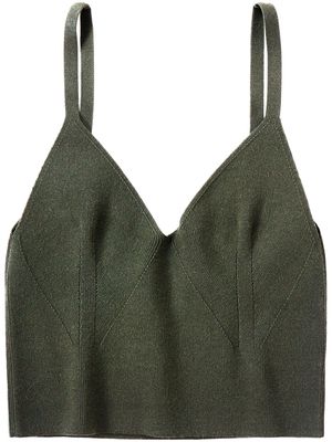 Closed fine-knit bra top - Green