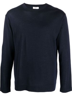 Closed fine-knit cashmere jumper - Blue