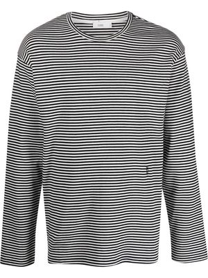 Closed fine-ribbed stripe-print jumper - Black