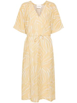 Closed floral V-neck maxi dress - Yellow