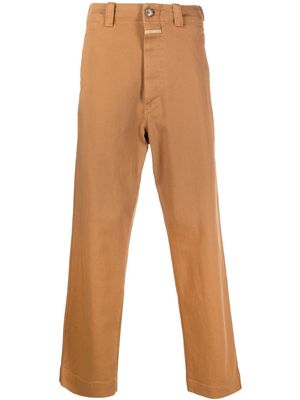 Closed four-pocket cotton straight-leg trousers - Brown
