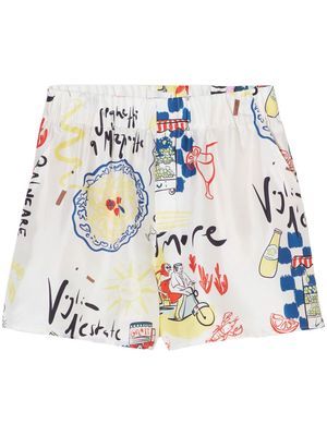 Closed graphic-print silk boxer shorts - White