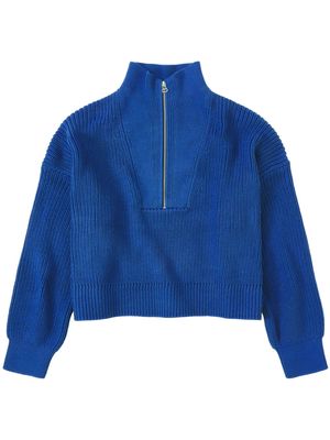 Closed half-zip cropped jumper - Blue